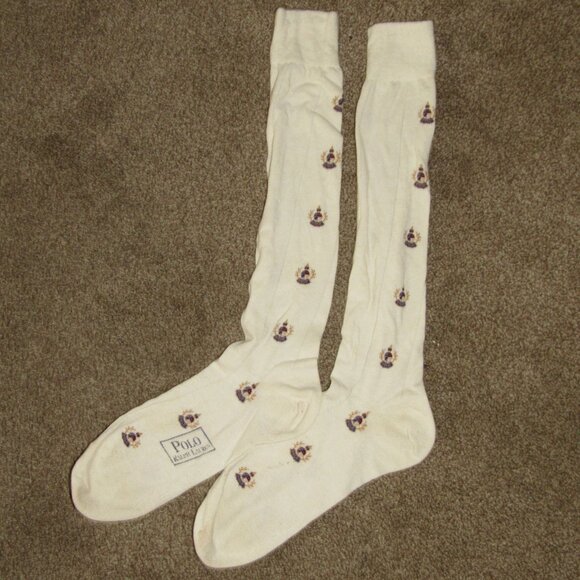 Vintage 90s Polo Ralph Lauren Cookie Crest Logo Dress Socks - Picture 1 of 3